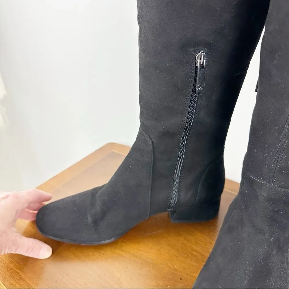 Aquatalia Talia Black Suede Over‎ the Knee Boot Riding Boot with Buckle Accent 8